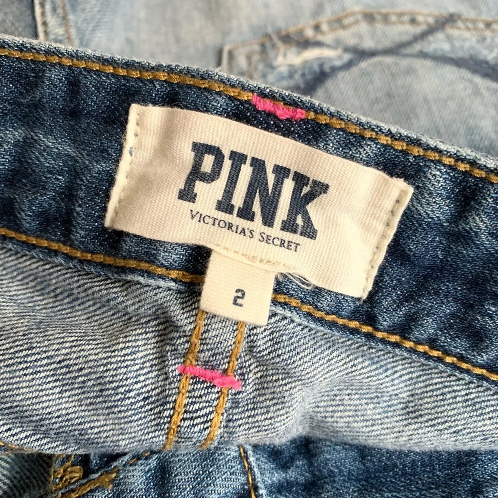 PINK • 2 • Bling Front Jean Shorts Frayed Raw Hem/Edge - Picture 5 of 5
